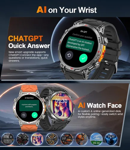 Vista 9 de Relojes inteligentes militares para hombres GPS, pantalla AMOLED de 1.56 pulgadas, llamada Bluetooth, reloj inteligente para teléfonos Android