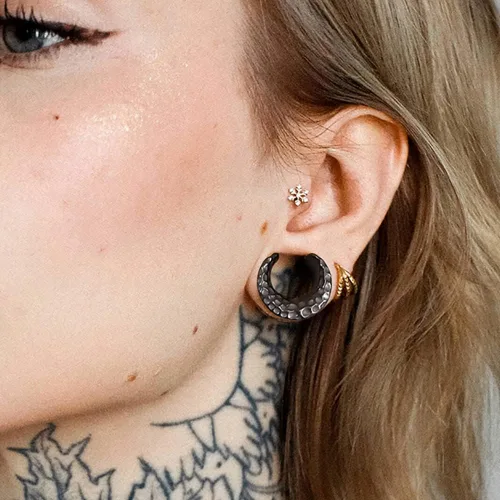 Vista 6 de LADEMAYH 2 tapones para silla de montar de meteorito geniales para mujeres y hombres, aretes expansores de acero inoxidable 316L