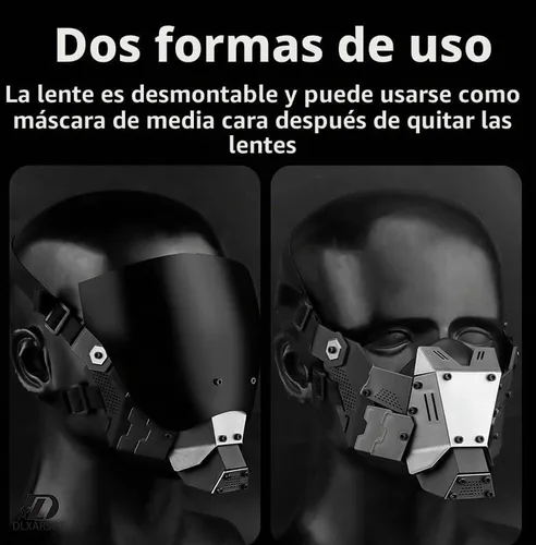 Vista 3 de Juego de máscara de casco punk de mitad/máscara de cara completa/máscara tecnológica/máscara mecánica/máscara de Airsoft, máscaras de cuernos