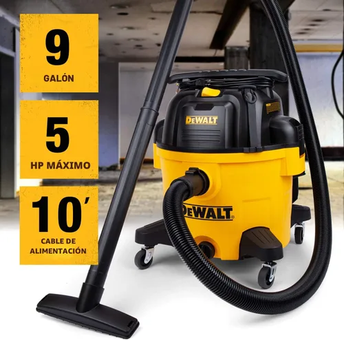 Vista 2 de DEWALT Aspiradora para Seco y Húmedo de 9 Galones, Aspiradora de Taller de Alta Capacidad con Accesorios, 5 HP Máximo, con Función de Soplador
