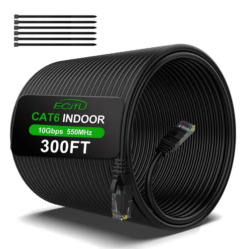 Vista 17 de Cable Ethernet Cat6 de 30 pies, cable de conexión Cat 6, cable de Internet Cat6, cable de red UTP, para interiores y exteriores, PoE, 24AWG CCA