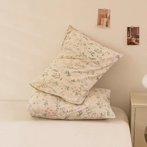 Vista 3 de ECOCOTT Juego de 2 fundas de almohada florales de tamaño estándar, 100% algodón lavado con cierre de sobre, fundas de almohada estampadas de flores