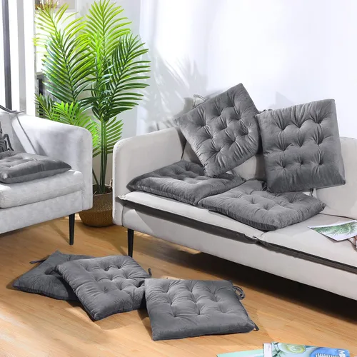Vista 4 de Roowest Paquete de 9 cojines de asiento con lazos, antideslizantes, para cocina, oficina, comedor, sofá, muebles de patio, uso en interiores