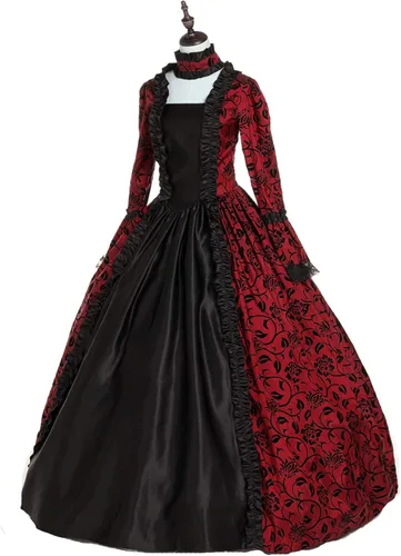 Vista 3 de CountryWomen 18th Century Women's Rococo Ball Gown Printing Costumes Long Gothic Victorian Dress Masquerade Theme Dresses