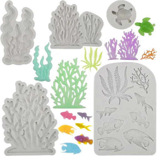 Vista 10 de Beasea Molde grande para cola de sirena, 1 paquete de silicona para fondant de cola de sirena para decoración de pasteles de azúcar de chocolate