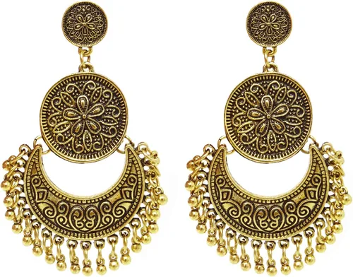 Vista 10 de Honbay Pendientes de moda bohemia, estilo nacional, retro, aretes colgantes gitanos Dorado