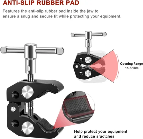 Vista 5 de Clip de micrófono con abrazadera de micrófono con tornillo de micrófono de 5/8 pulgadas, compatible con micrófono, soporte de micrófono y accesorios