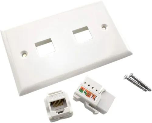 Vista 6 de Placa de pared Ethernet RJ45 CAT.6, paquete de 1 placa frontal de acoplador en línea de conector Keystone de red Cat6 con conector de módulo RJ45