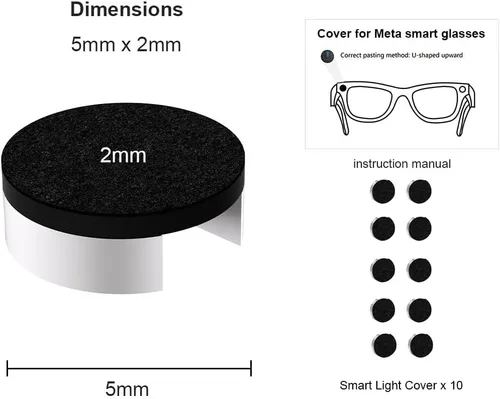 Vista 3 de Cubierta de luz inteligente para lentes compatibles con Meta Ray-Ban Gen 1/2 Wayfarer, Skyler y Oakley HSTN, accesorios de cubierta negra
