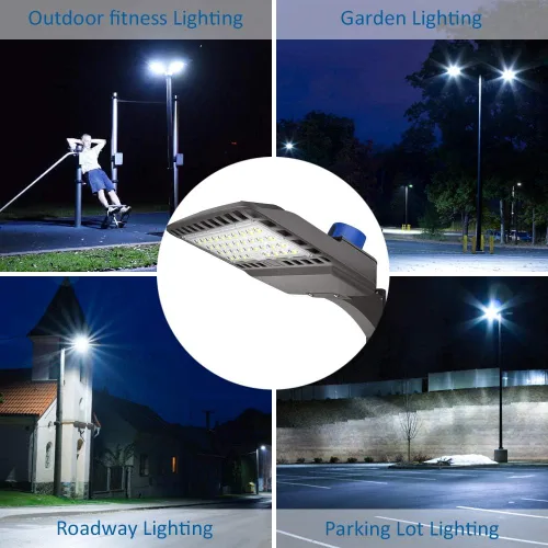 Vista 5 de ledmo Iluminación LED de estacionamiento de 150 W, luz LED de caja de zapatos ajustable con fotocélula del atardecer al amanecer, ajuste deslizante