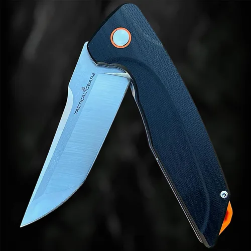Vista 6 de TACTICAL GEARZ Cuchillo plegable de bolsillo para EDC, mango G10, hoja tanto de acero D2 (Orion)