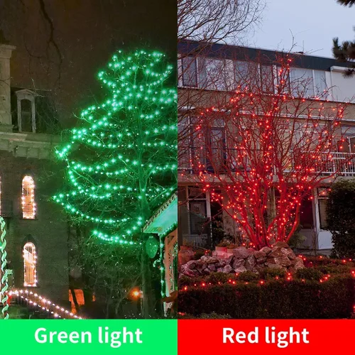 Vista 3 de Tira de luces de Navidad de 300 luces LED enchufables, 32 pies, para exteriores, impermeable, con control remoto, 10 modos de luces en racimo