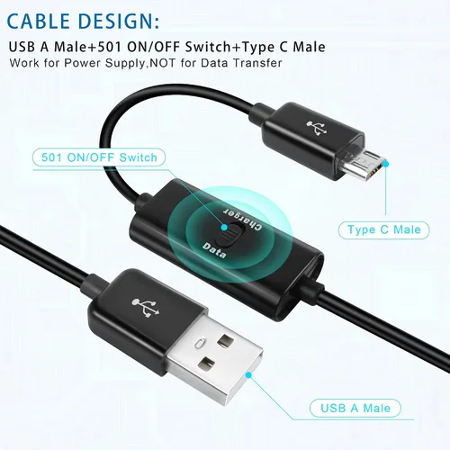 Vista 3 de GELRHONR USB a Micro USB de 3.3 ft con cable de carga de interruptor, compatible con transferencia de datos y alimentación para dispositivos micro