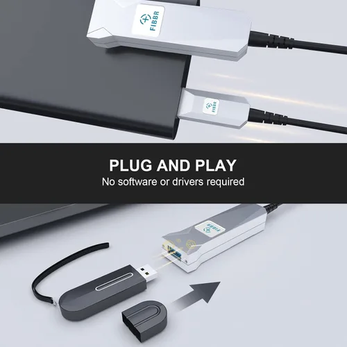 Vista 4 de Cable de extensión USB 3.0 de fibra óptica de 32.8 ft, cable USB largo macho a hembra, cable extensor de 5 Gbps de alta velocidad, para robot
