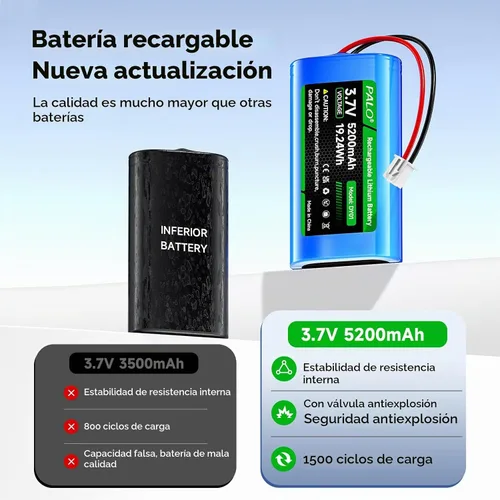 Vista 7 de Batería de iones de litio de 5200 mAh 3.7 V con enchufe JST-PH JST 2.54/2P (no JST-PH 2.0 2 pines), batería recargable de litio de 3.7 voltios