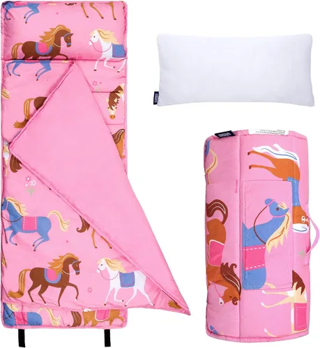 Vista 14 de Wildkin Microfiber Nap Mat for Kids 50 x 20 in all-in-one microfiber nap mat with attached blanket, removable pillow, roll-up straps and carry