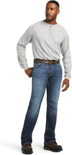 Vista 3 de Ariat FR M5 Slim DuraStretch - Jeans apilables de pierna recta, mezclilla para hombre, Azul