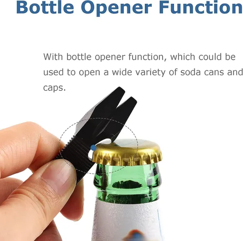 Vista 4 de Hamans Barra de palanca de titanio con función de abridor de botellas con clip de bolsillo (negro)