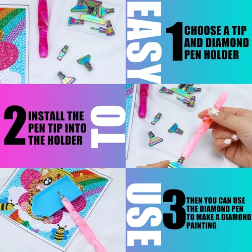 Vista 5 de Fuutreo 23 bolígrafos de arte de diamante, herramientas de pintura, accesorios de pintura de diamante 5D, 4 bolígrafos de arte, kits de puntas
