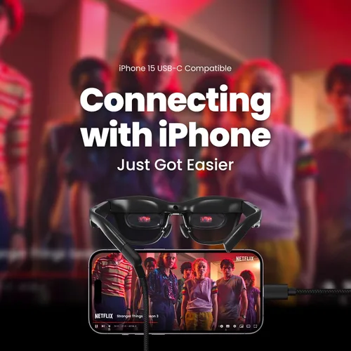 Vista 5 de XREAL Air 2 Pro AR Glasses and Adapter Bundle, The Ultimate Wearable Display with 3-Level Immersion Control, Compatible with iOS