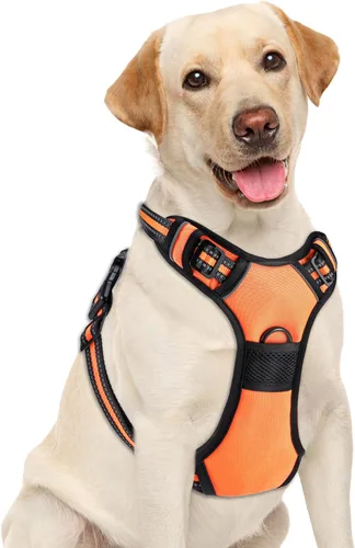 Vista 11 de Arnés para perro sin tirones, chaleco ajustable reflectante con clip frontal para mascotas con asa de fácil control para perros medianos y grandes