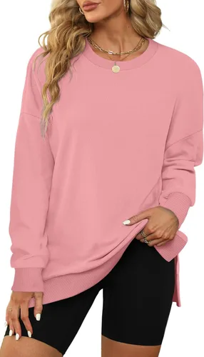 Vista 2 de XIEERDUO Sudaderas de gran tamaño para mujer, estilo casual, cuello redondo, manga larga, cómodas