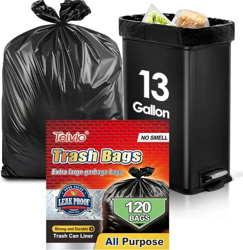 Vista 16 de Bolsas de basura medianas de 10 galones, 40 unidades, bolsas altas de basura para cocina de Teivio, 9 galones 10 galones 11 galones, forros