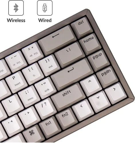 Vista 7 de Keychron K6 - Teclado mecánico inalámbrico con marco de aluminio compacto de 68 teclas para Mac Bluetooth multitarea teclado de juegos con cable