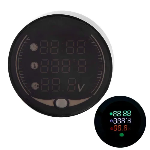 Vista 2 de KIMISS Termómetro electrónico 3 en 1 para motocicleta, voltímetro digital, reloj de tiempo, medidor de temperatura