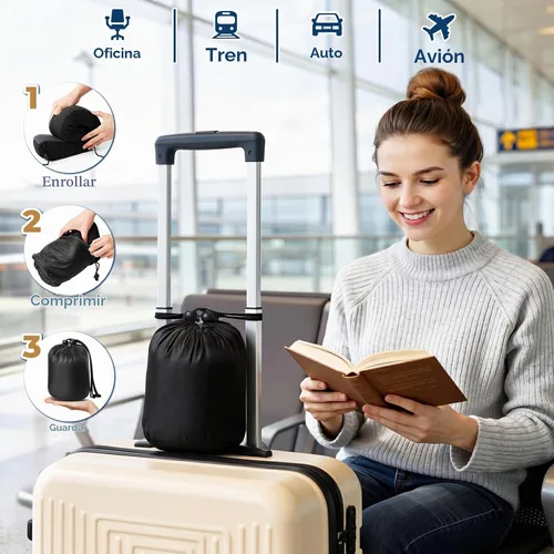 Vista 7 de ExploreBliss Almohada de viaje, almohada de espuma viscoelástica para el Negro