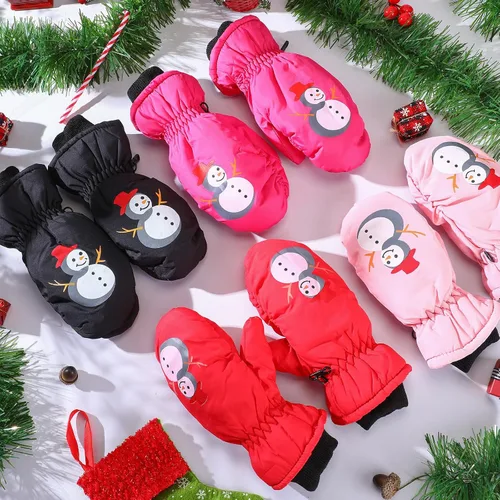 Vista 4 de Liitrsh 4 pares de guantes de nieve para niños, guantes de esquí cálidos de invierno para niños y niñas, guantes de nieve para clima frío para esquí