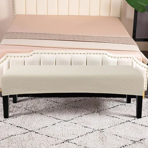 Vista 4 de SearchI Funda Impermeable para Banco de Comedor, Fundas Elásticas y Lavables para Banco, Fundas de Asiento para Bancos Rectangulares de Comedor Beige
