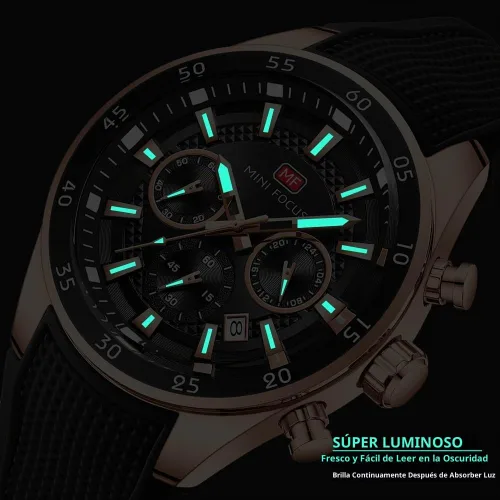 Vista 2 de MF MINI FOCUS Relojes de pulsera casuales de negocios para hombre (multifuncional/impermeable/luminoso/calendario) reloj de moda con correa de cuero