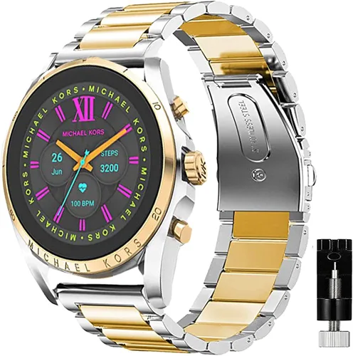 Vista 8 de Lamshaw - Correa compatible con Michael Kors Gen 6, correas de repuesto de metal de acero inoxidable de liberación rápida compatibles con Michael