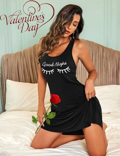 Vista 2 de Avidlove Camisón sin mangas para mujer, camiseta de dormir con espalda cruzada, sin mangas, ropa de dormir