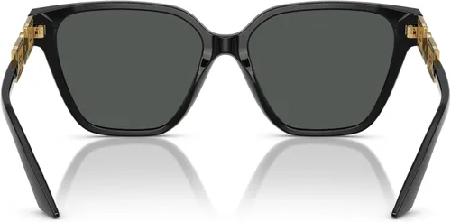 Vista 4 de Versace Gafas de sol para mujer, montura negra, lentes gris oscuro, 2.205 in