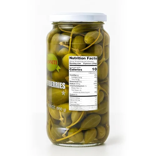 Vista 2 de Sanniti Caperberries españolas (Bayas de alcaparra) en vinagre y salmuera de sal - 33.5 oz
