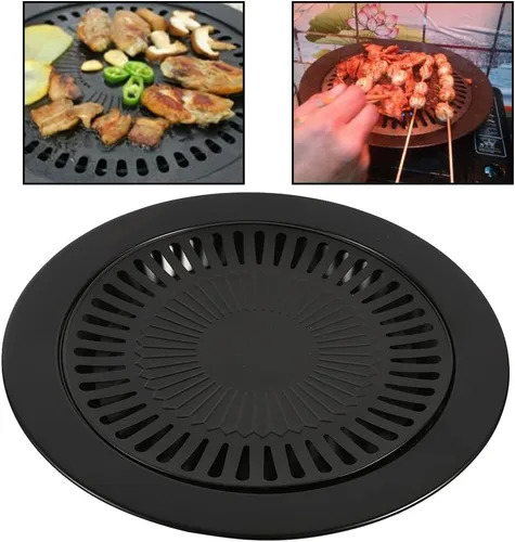 Vista 2 de BORDSTRACT Sartén para barbacoa, placa antiadherente para barbacoa de cocina, parrilla al aire libre, bandeja para asar herramientas para acampar