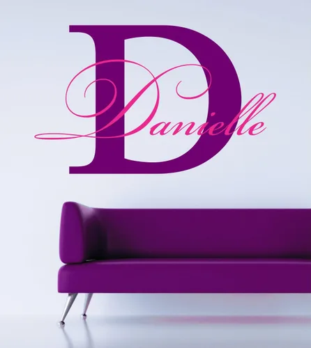 Vista 13 de Calcomanía de pared con nombre y inicial para niñas, decoración de pared, personalizada, decoración, guardería, dormitorio, además de calcomanía