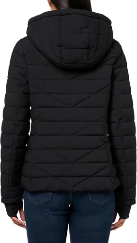 Vista 2 de Nautica Chaqueta acolchada de peso medio con capucha y ribete de piel sintética para mujer Negro