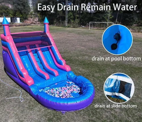Vista 8 de Tobogán acuático de grado comercial de 21 pies de largo para niños y adultos, (doble tobogán) (PVC completo resistente)