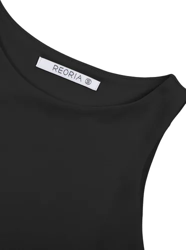 Vista 9 de REORIA - Camisetas ombligueras sin mangas y con espalda cruzada para mujer, ombligueras sexys con cuello halter