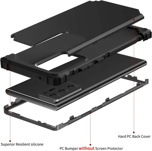 Vista 2 de Funda compatible con Samsung Galaxy Note 20 Ultra, 3 en 1, cuerpo completo, resistente, a prueba de golpes, delgada, híbrida, resistente, cubierta