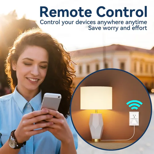 Vista 5 de Paquete de 2 enchufes inteligentes, salidas WiFi compatibles con Alexa y Google Assistant, 15 A/1800 W Max, enchufe inteligente con temporizador