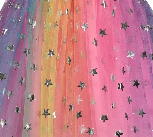 Vista 4 de JoJo Siwa Falda de malla para niñas de tul para niños pequeños a grandes, Arcoiris (Rainbow)