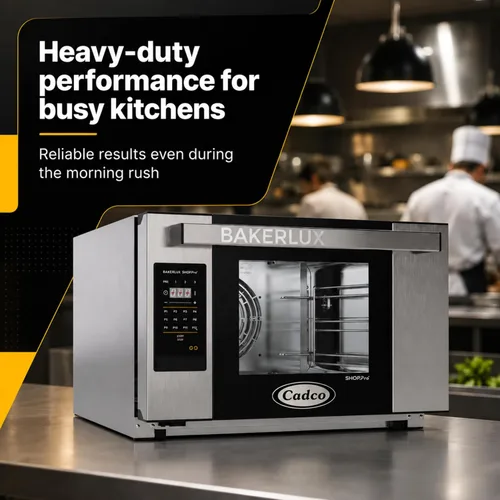 Vista 3 de Cadco XAFT-03HS-GD Bakerlux GO Panel - Horno de convección de encimera resistente con controles digitales, acero inoxidable/negro, NSF, 120 V, negro