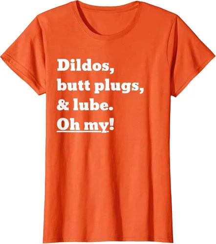 Vista 39 de Consoladores, tapones para los glúteos y lubricante. Camiseta Oh My! Azul bebé