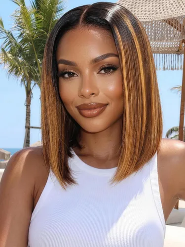 Vista 53 de KLAIYI Peluca de cabello humano con encaje frontal precortada 7x5, corte Bob en capas, corte romo, cordón sin pegamento, peluca predepilada