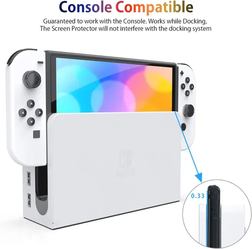 Vista 6 de daydayup - Protector de pantalla de vidrio templado compatible con Nintendo Switch OLED modelo 2021, con marco de alineación, protector de pantalla