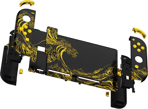 Vista 4 de eXtremeRate Placa trasera para consola Nintendo Switch, NS Joycon controlador de mano carcasa con botones de juego completo, carcasa de bricolaje